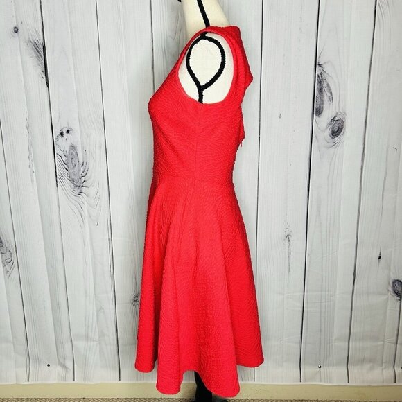 Calvin Klein Back Cut Out A-Line Textured Sleeveless Dress Coral Size 2 - Picture 6 of 13